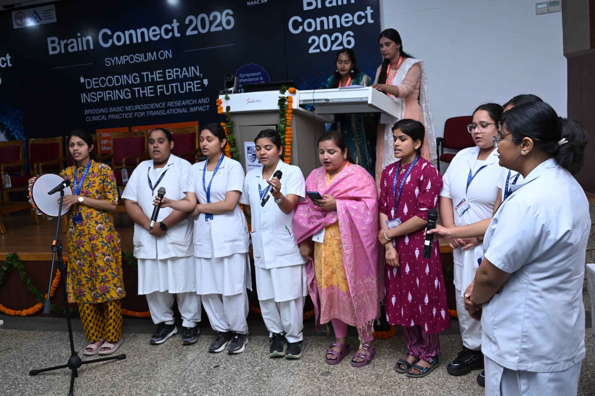 Students performing Saraswati Vandana at Brain Connect 2026