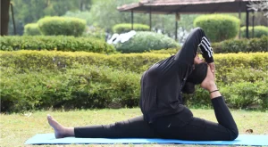 HYSY student practicing yoga