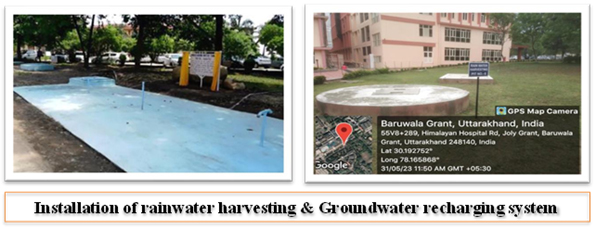 Rainwater harvesting pit at SRHU Guest House