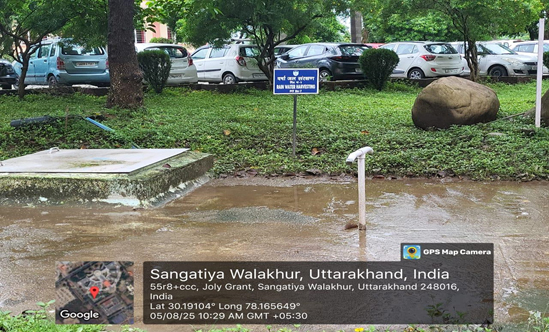 Rainwater harvesting pit at SRHU